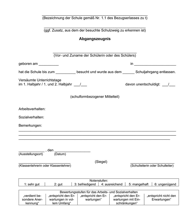 Abgangszeugnis