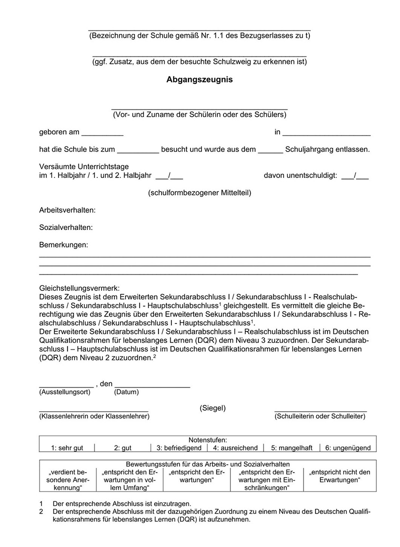 Abgangszeugnis